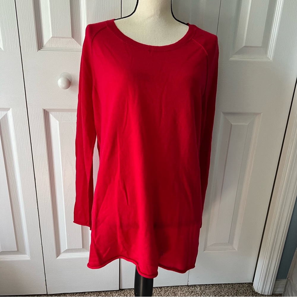 Tahari Merino Wool Red Long Sleeve Women's Sweater Size 1X